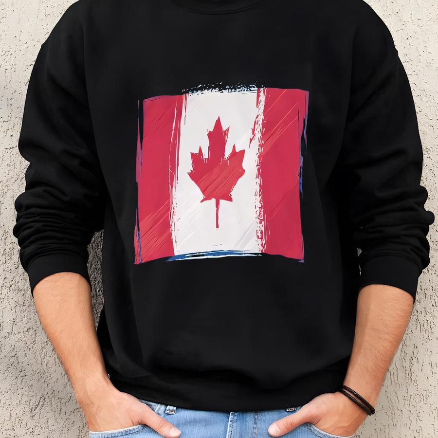 Canadian Flag Hooded Sweatshirt - Canada Flag Pullover Gift Sweatshirt