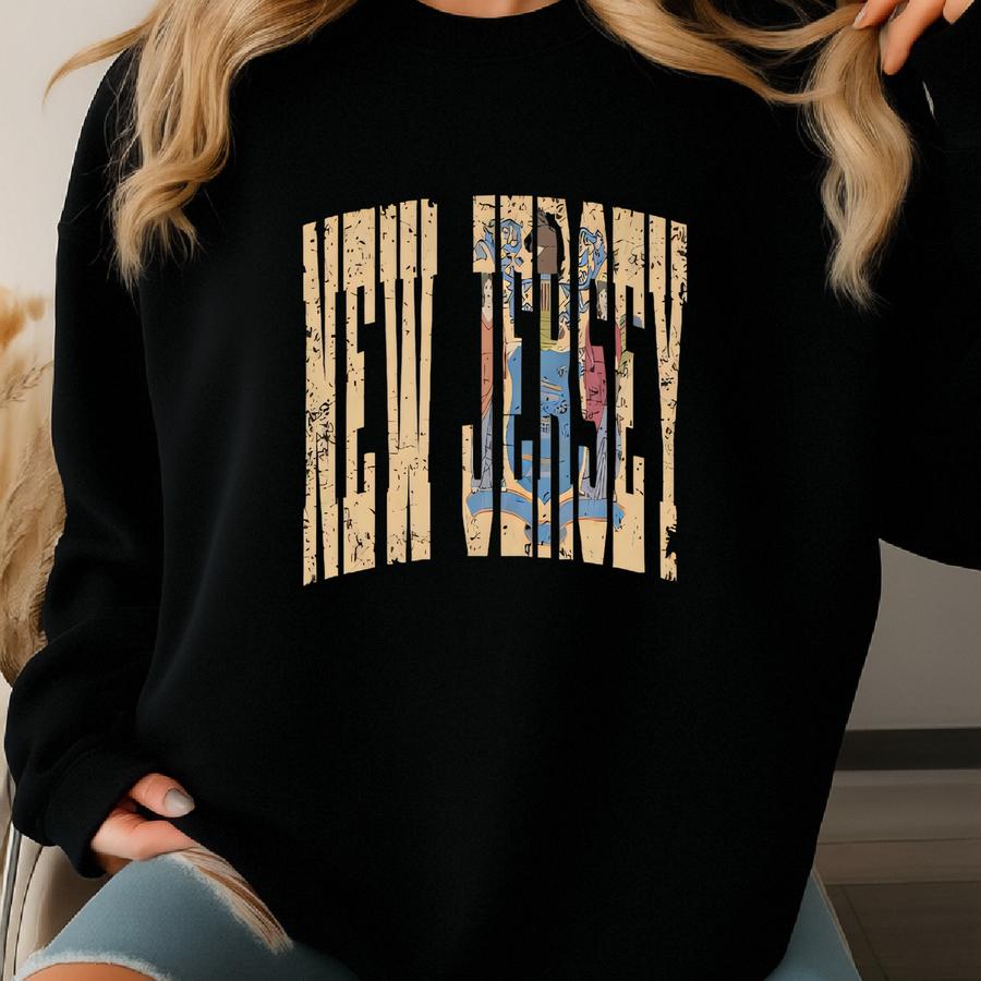 New Jersey Flag Vintage Distressed New Jersey Sweatshirt | Trenton, New Jersey. Yc Sweatshirt