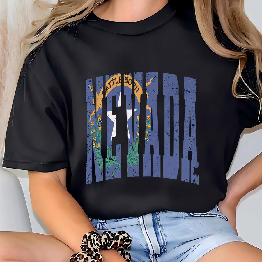 Updated Nevada Flag Vintage Distressed Nevada Sweatshirt | Carson City, Nevada. Yc Shazil T-shirt