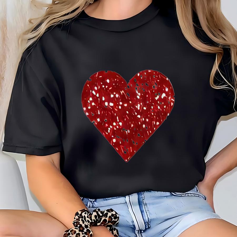 Valentine's Day Glitter Heart Tee T-shirt