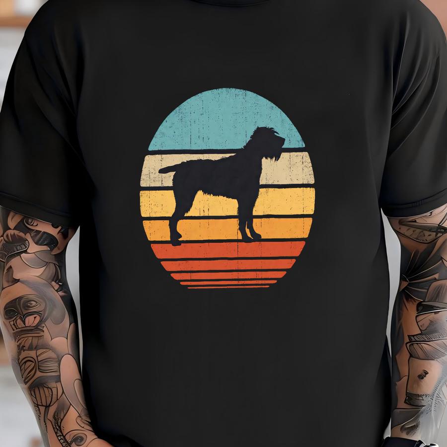 Wirehaired Pointing Griffon Sunset Retro Shirt / Pointing Griffon Shirt / Pointing Griffon Gifts / Griffon Lover Gift / Tank Top / Hoodie T-shirt