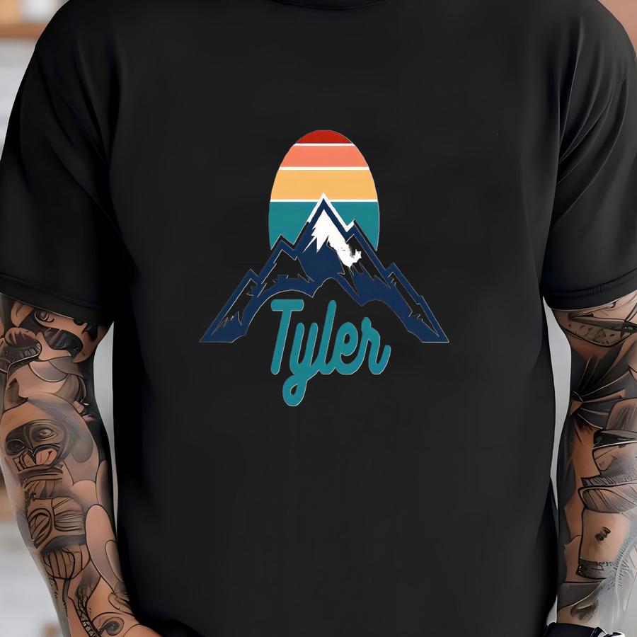 Personalized Name Baby Boy ® - Cute Custom Adventurer ® - Custom Name ® - Mountain Baby ® - Hiking Baby ® T-shirt