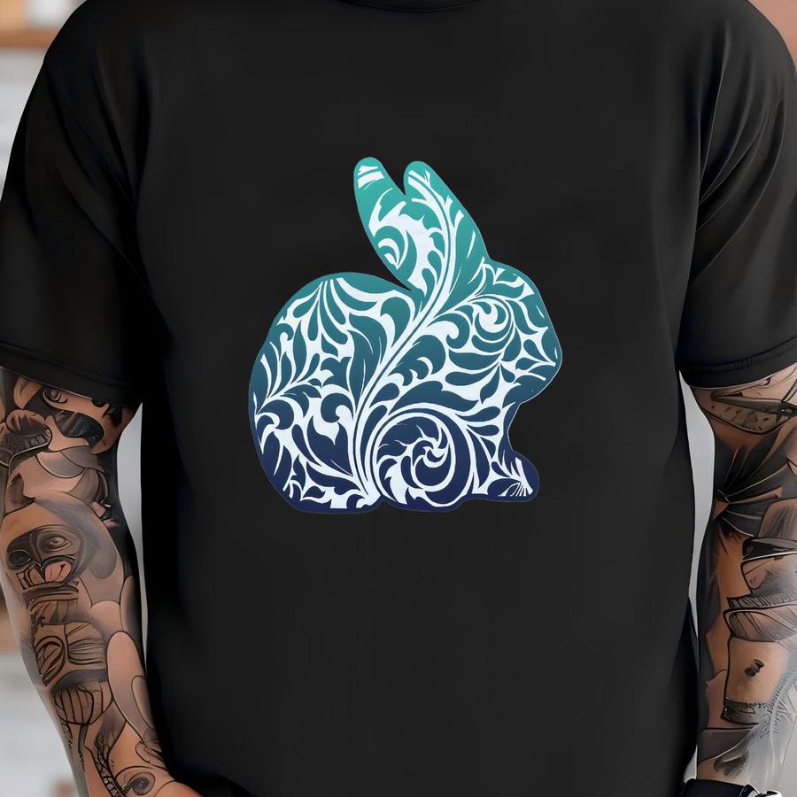 Easter Bunny Tee: Ombre Swirly Design, Plus Sizes T-shirt