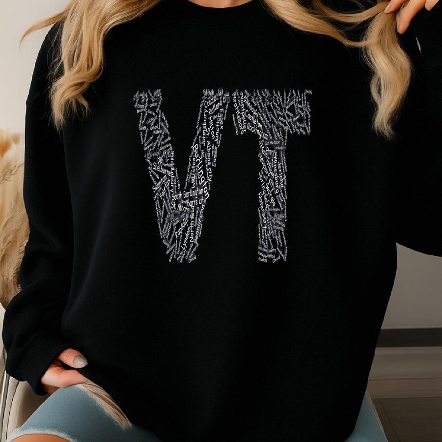 Vermont Cities Sweatshirt - Cities Of Vermont By Population - Vt Sweatshirt - Vermont Hometown Gift Yc Sweatshirt