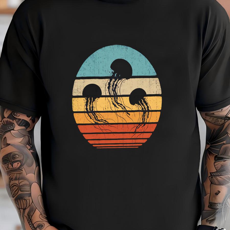 Jellyfish Sunset Retro Shirt / Jellyfish Shirt / Jellyfish Gifts / Gift For Jellyfish Lovers / Jellyfish Design / Tank Top / Hoodie T-shirt