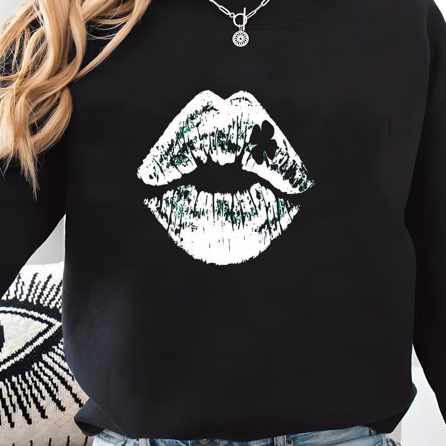 St Patricks Day Shirt Women, Shamrock Lips St Patricks Day Tee, St Patricks Day T Shirts, Shamrock Shirts, Kiss Me Im Irish, Lucky Tshirt Sweatshirt