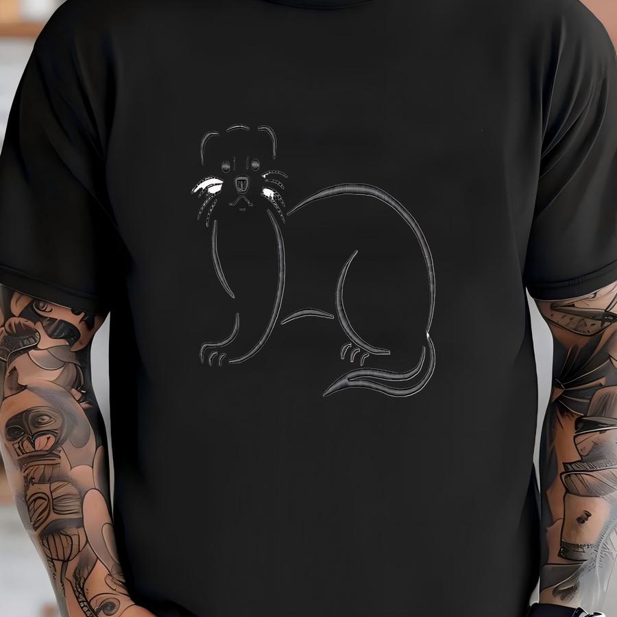 Ferret Outline Y Design - Ferret Machine Y - Long Ferret Design - Otter, Weasel, Mink, Wolverine T-shirt