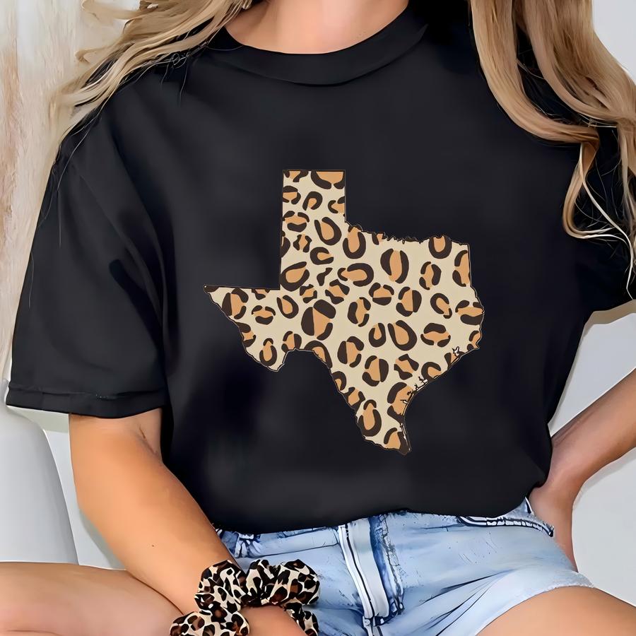 Texas Leopard Shirt, Texas Hoodie, Texas Pride, Womens Shirt, Tx Shirt, Texas Girl Shirt, Vintage Graphic Tee, Texas Love Shirt, Leopard T-shirt