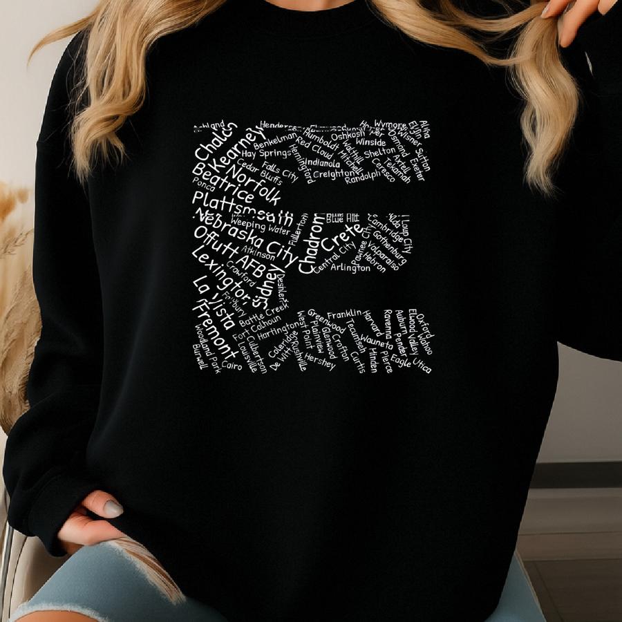 Nebraska Cities Sweatshirt - Cities Of Nebraska By Population - Ne Sweatshirt - Nebraska Hometown Gift Yc Sweatshirt