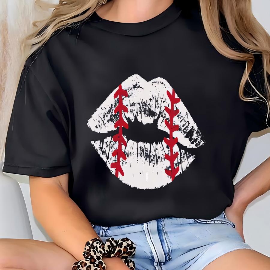 Baseball Mom Shirts, Baseball Shirts For Women, Baseball Shirt, Baseball Tee, Womens Baseball Shirts, Baseball Lips Shirt, Baseball Tshirts T-shirt
