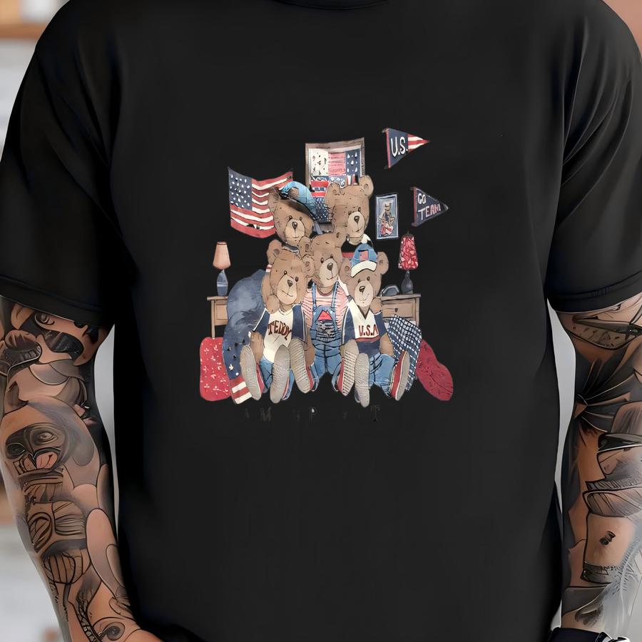 Vintage 90s Sportswear Bear Team Spirit Usa Tshirt Xxl Size T-shirt