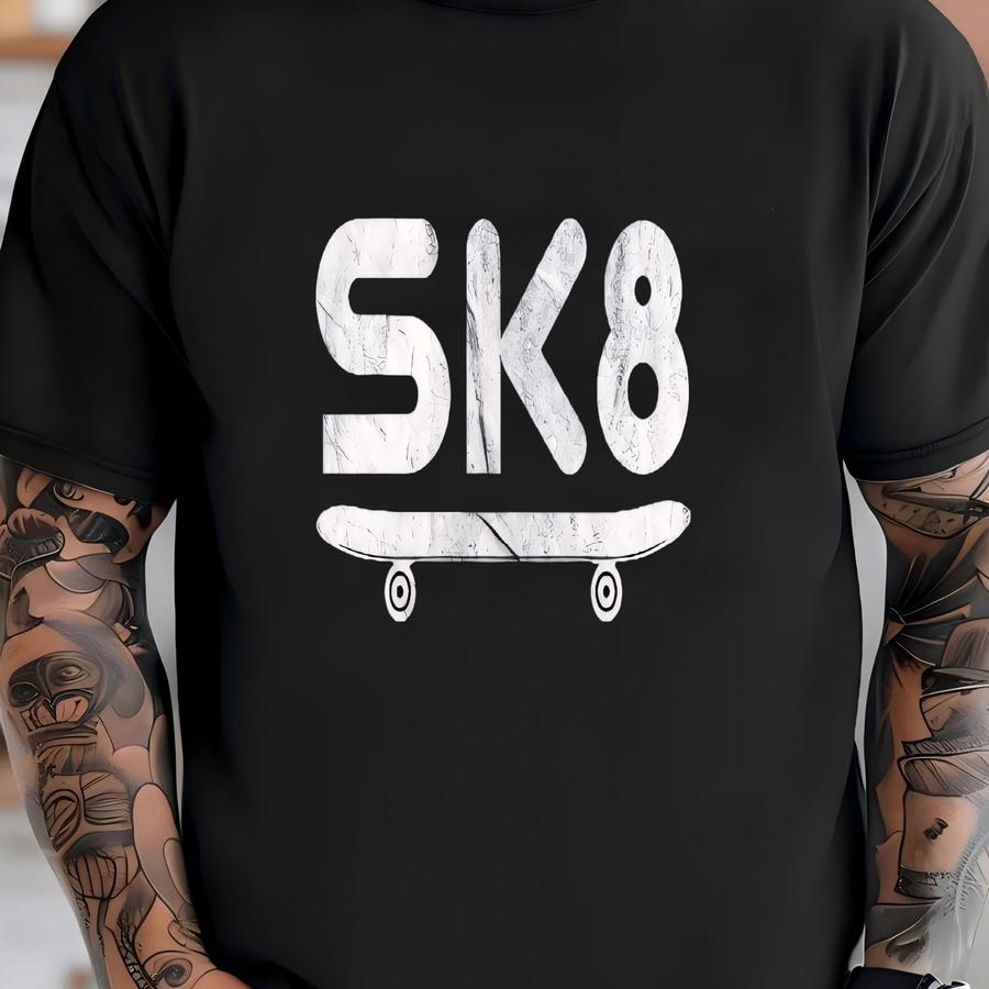 Sk8 Shirt, Funny Skateboarder Shirt, Skateboarding, Skateboard Hoodie, Hoodie, Sweatshirt, Long Sve T-shirt
