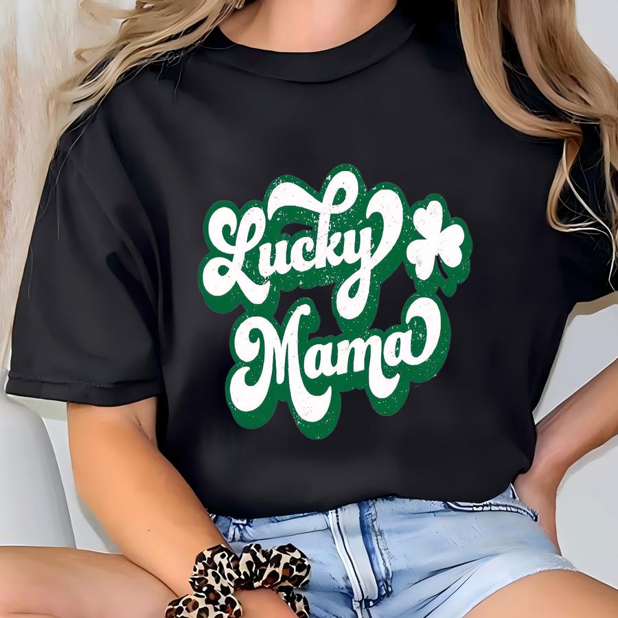 St Patricks Day Shirt Women, Lucky Mama St Patricks Day Tee, St Patricks Day T Shirts, Cute Shamrock Shirt, Cute Shirts For Moms, Lucky Tees T-shirt