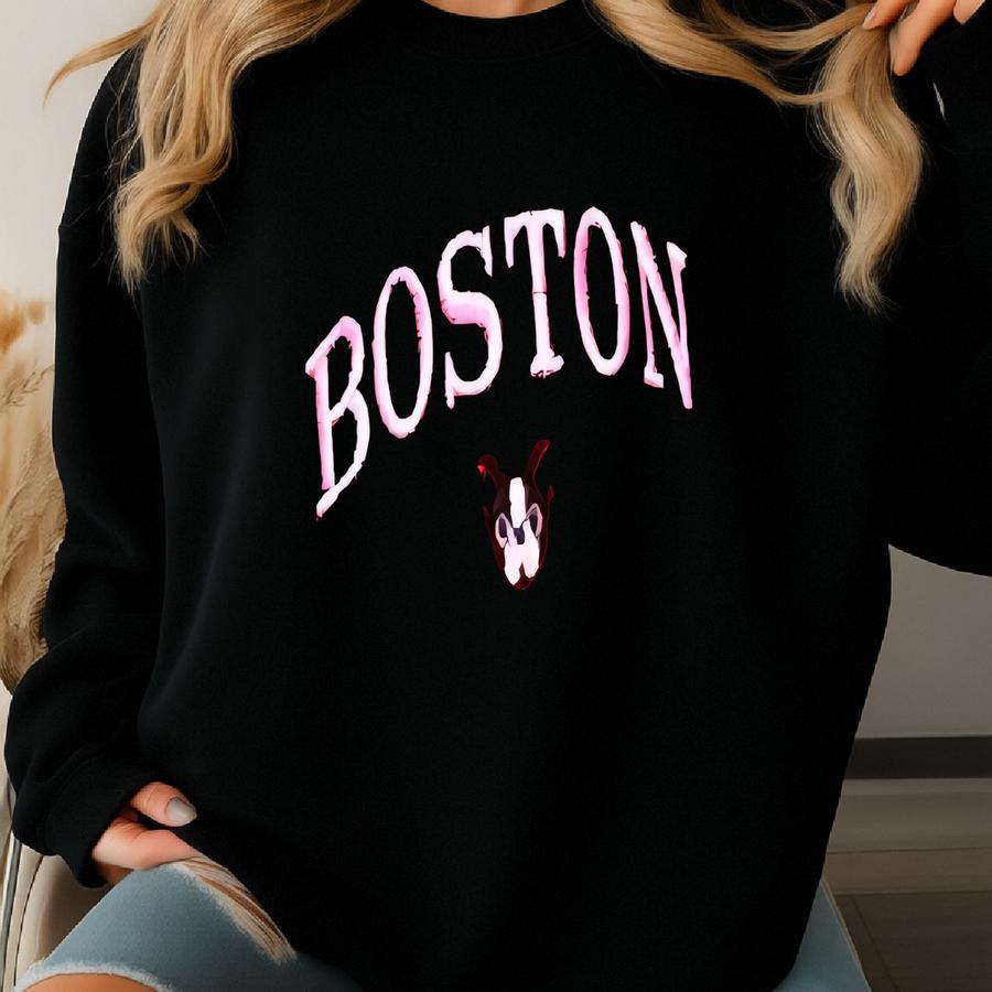 Boston Sweatshirt Crewneck, Vintage , Boston Terrier Sweater, Massachusetts Sweatshirt