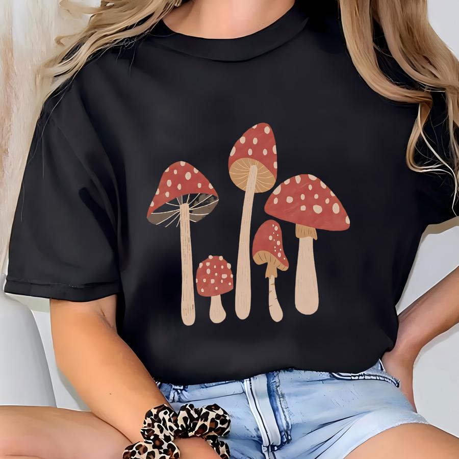 Toadstool Shirt Cottagecore Clothing Mushroom Tshirt Mushroom Print Apparel Mycology Cottage Core Forestcore Goblincore Aesthetic Clothes T-shirt