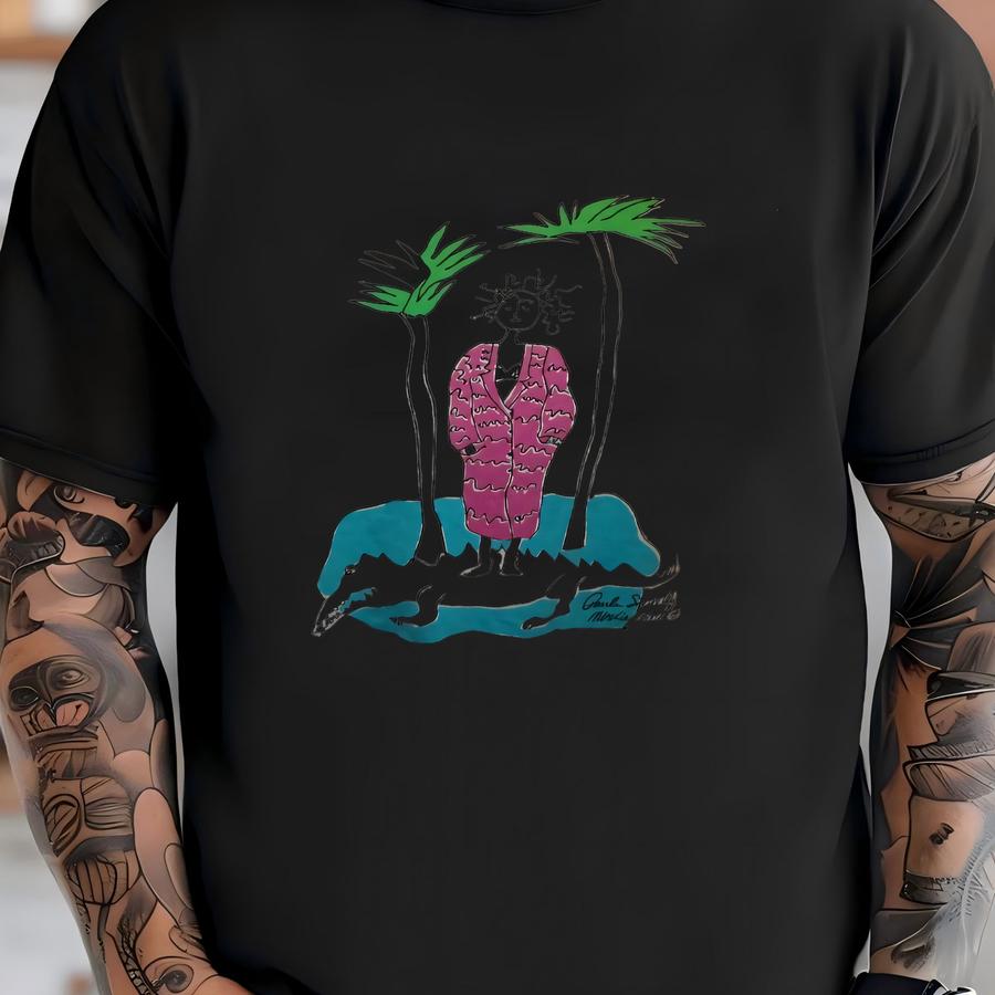 Vtg 80's Paula Sweet Muslin Mink Beach Aligator Palm Trees Island Hoodie Fit Xl T-shirt