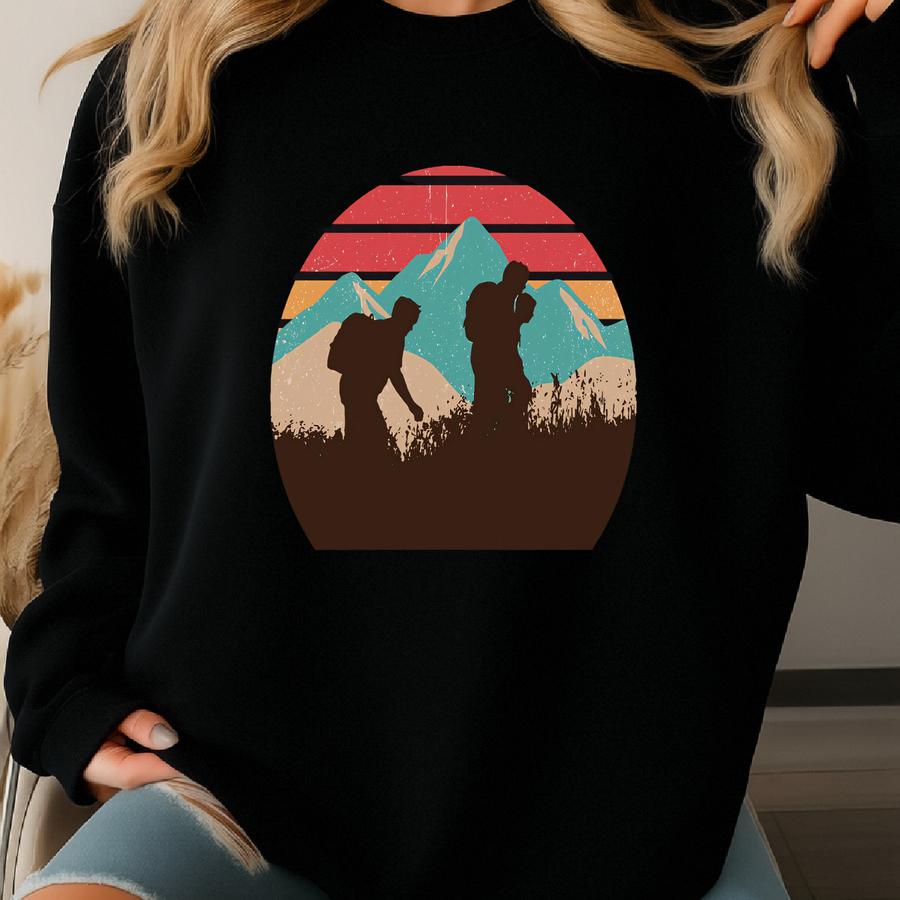 Wanderlust - Mountain Themed T Shirt, Hiking Tees, Outdoor Shirts, Wilderness Graphic Tee, Cool Outdoors Print, Retro Print Sweatshirt