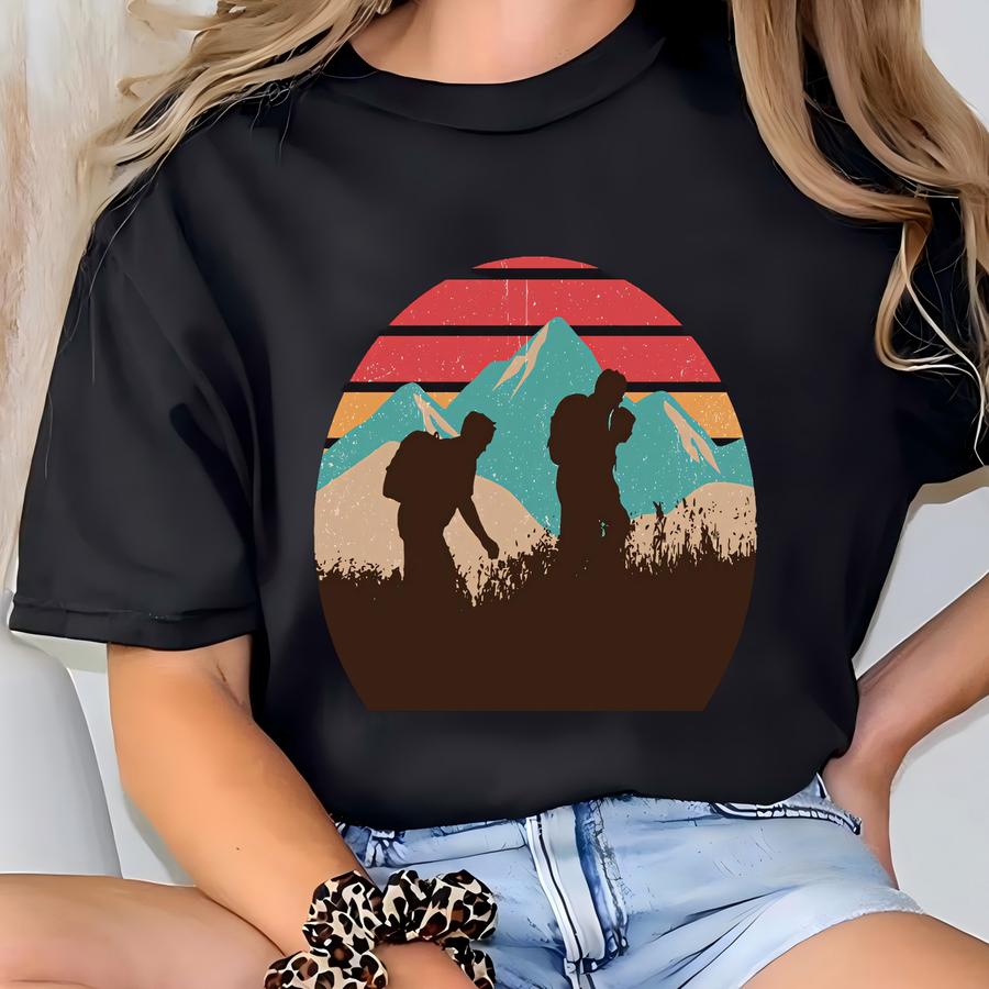 Wanderlust - Mountain Themed T Shirt, Hiking Tees, Outdoor Shirts, Wilderness Graphic Tee, Cool Outdoors Print, Retro Print T-shirt