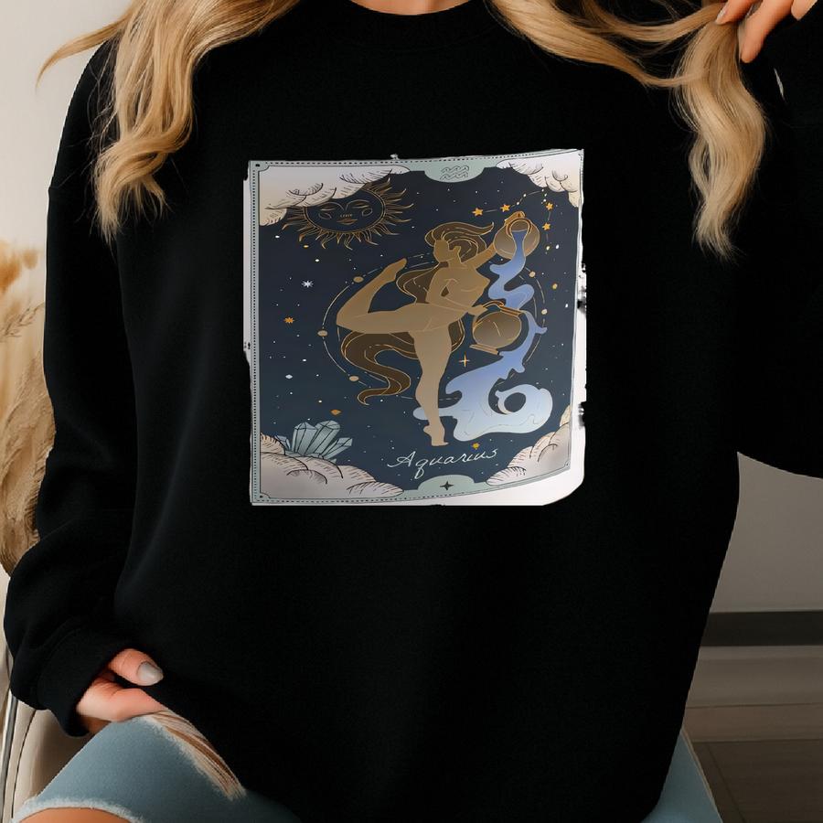 Aquarius Zodiac Tarot Coffee Mug: Celestial Astrology Gift Sweatshirt
