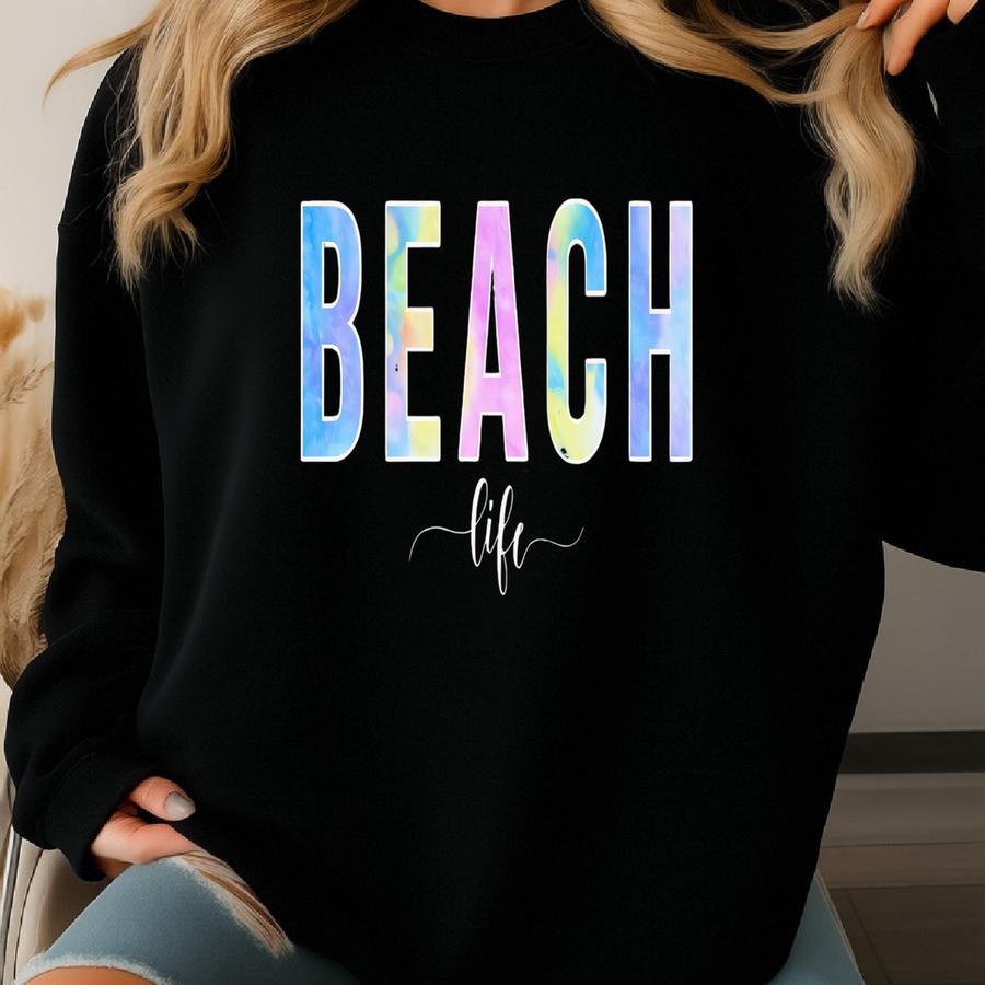Tie Dye Beach Life Shirt, Retro Beach Shirt, Beach Days, Vibes, Matching Vacation, Gift, Life Is Better At The Beach, Family T-shirt, Cute Sweatshirt