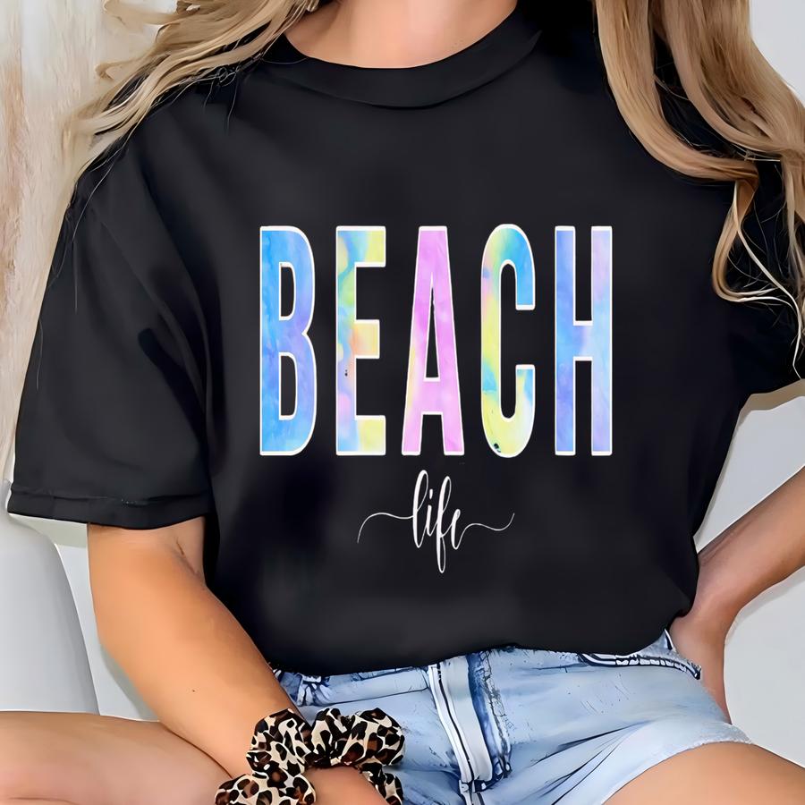 Tie Dye Beach Life Shirt, Retro Beach Shirt, Beach Days, Vibes, Matching Vacation, Gift, Life Is Better At The Beach, Family Hoodie, Cute T-shirt