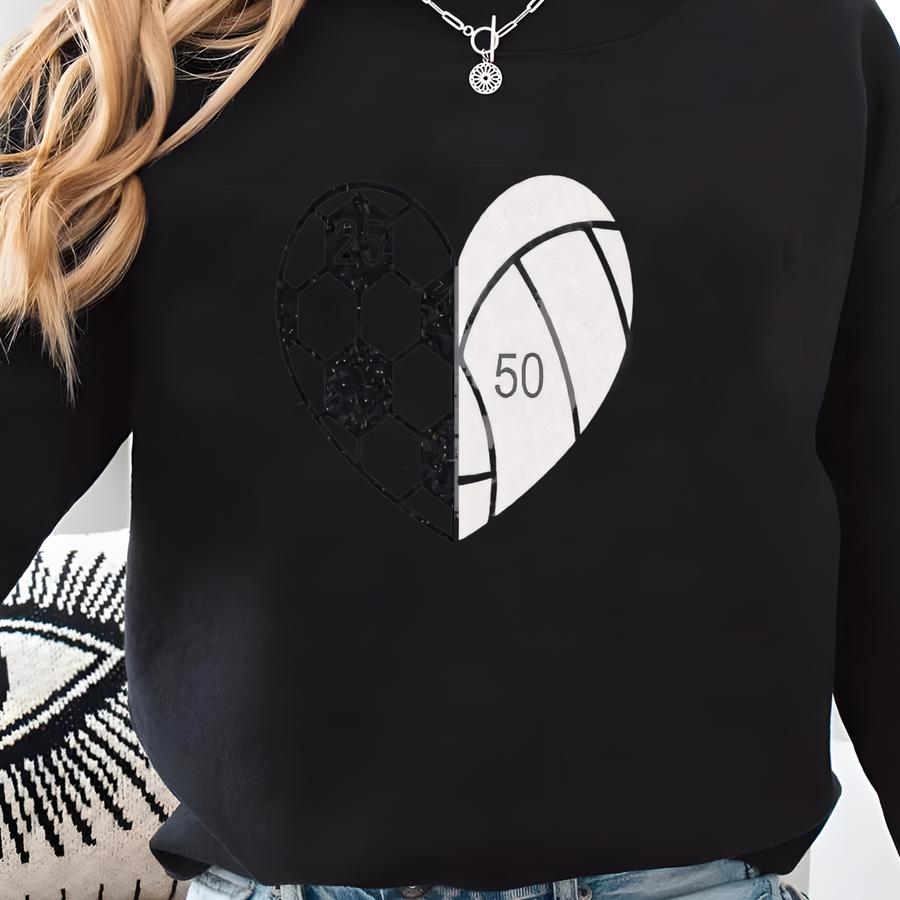 Glitter Soccer And Volleyball Shirts | Two Player Shirts | Soccer Volleyball Shirt Sweatshirt